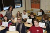 Morristown East High School students with dry erase boards purchased with grant money